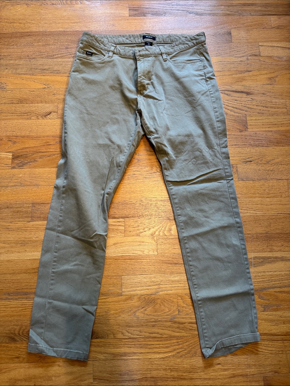 RVCA Olive/Tan Slim Straight Chinos